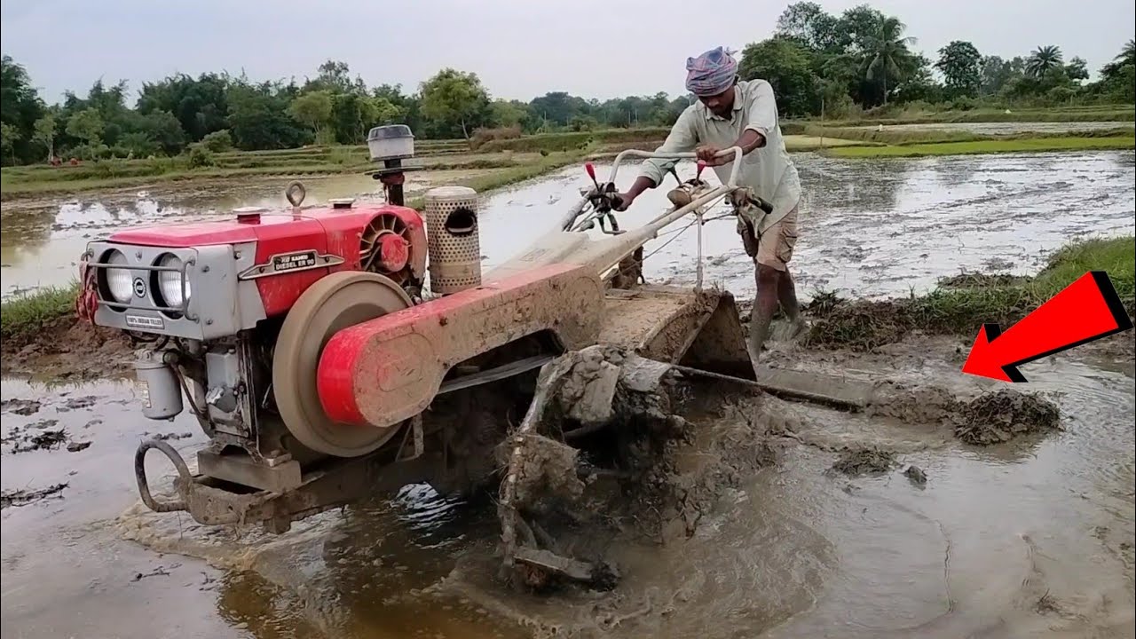 Land Leveling with My Kamco Power Tiller || Kamco Deep Mud puddling performance ||