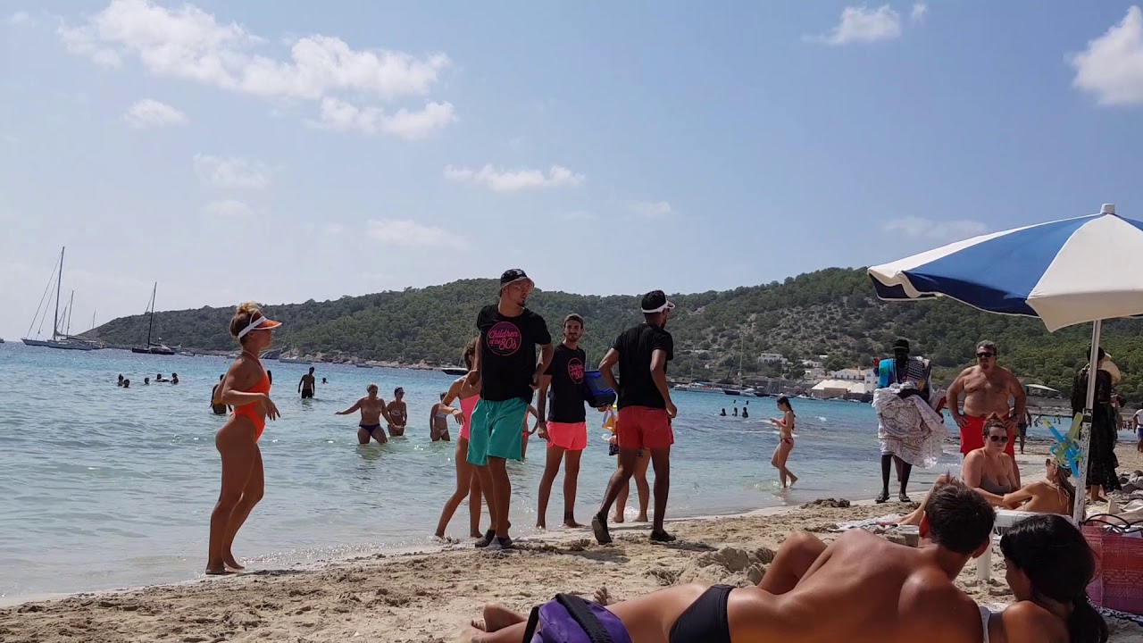 Ibiza 2018 Ses Salinas Dance group is dancing on the beach