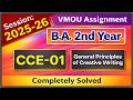 VMOU CCE 01 Assignment July 2025 January 2026 VMOU BA 2nd year Assignment Creative Writing 2025-26