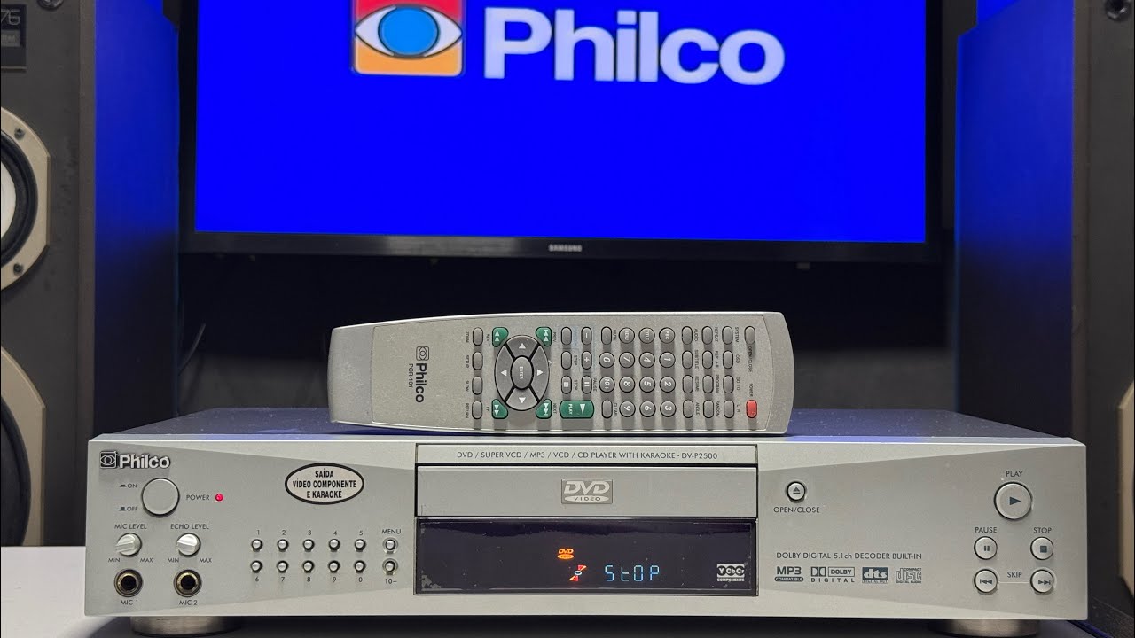 DVD e CD Player da Philco (toca MP3) modelo DV-P2500 com Controle Remoto - conservação raríssima