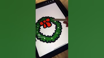 How to draw easy holiday Christmas wreath in procreate #digitalart #procreate #satisfying #holidays