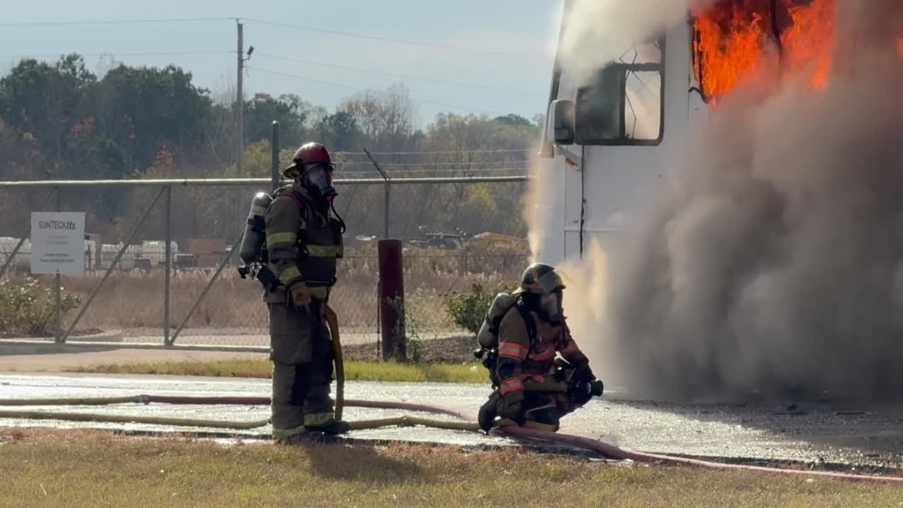 Firefighters spend Thanksgiving putting out fire on burning RV in ...