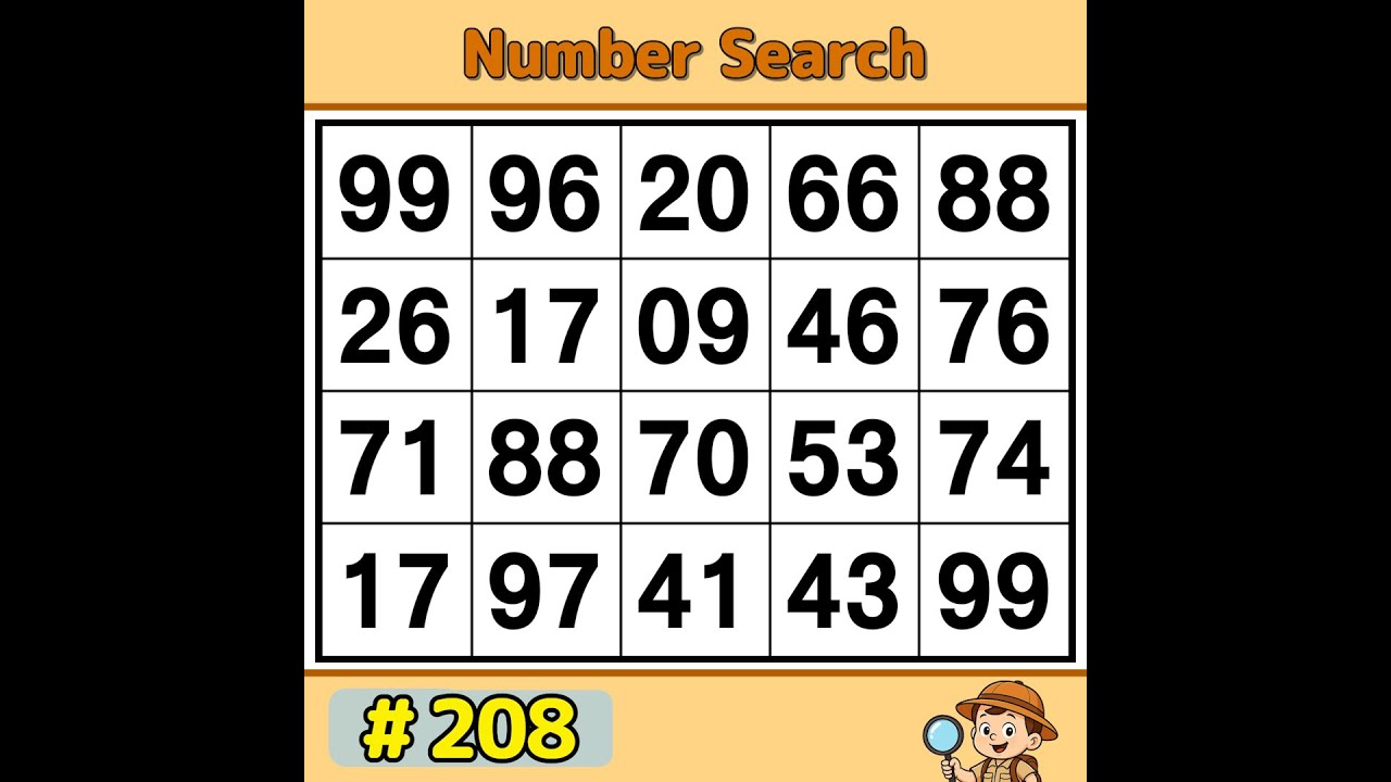 【JimmyPuzzle】 Daily Brain Training, Test Your Focus and Memory 《Number Search｜Brain Exercise》 #208