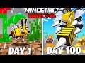 I Survived 100 Days as a KILLER BEE in HARDCORE Minecraft