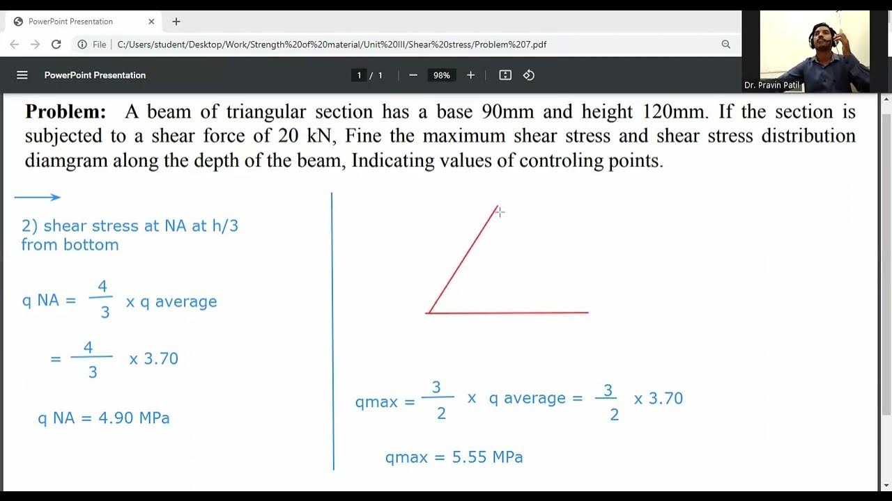 Maximum shear stress for triangular section/ Strength of Materials