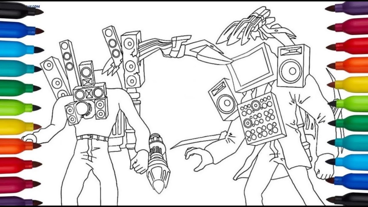 Skibidi Toilet - New Titan Speakerman and Titan Cameraman Coloring Pages 