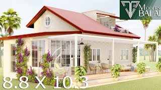 Small House Design Farmhouse | 8.8 x 10.3 Meters