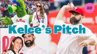 Jason Kelce \& Kylie all SMILES at Philadelphia Phillies game as Retired NFL Star THROWS First PITCH