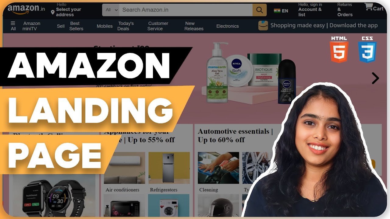 Amazon Landing Page using HTML & CSS | Full Stack Web Development - YouTube