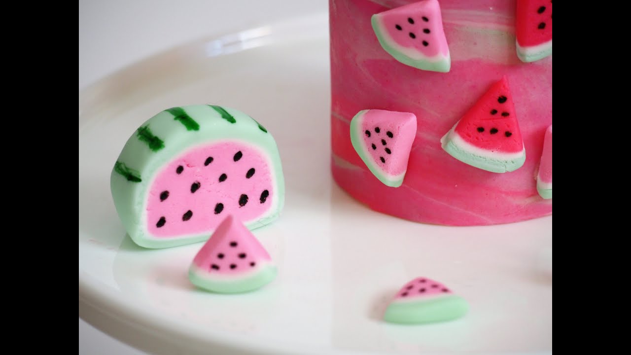 Fondant watermelon slices