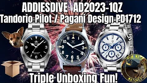 ADDIESDIVE 2023 1QZ / Tandorio Pilot / Pagani Design PD1712 Watch Triple Unboxing Fun