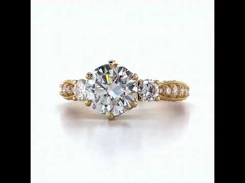 Antique Inspired Round 3-Stone Moissanite Engagement Ring ring video