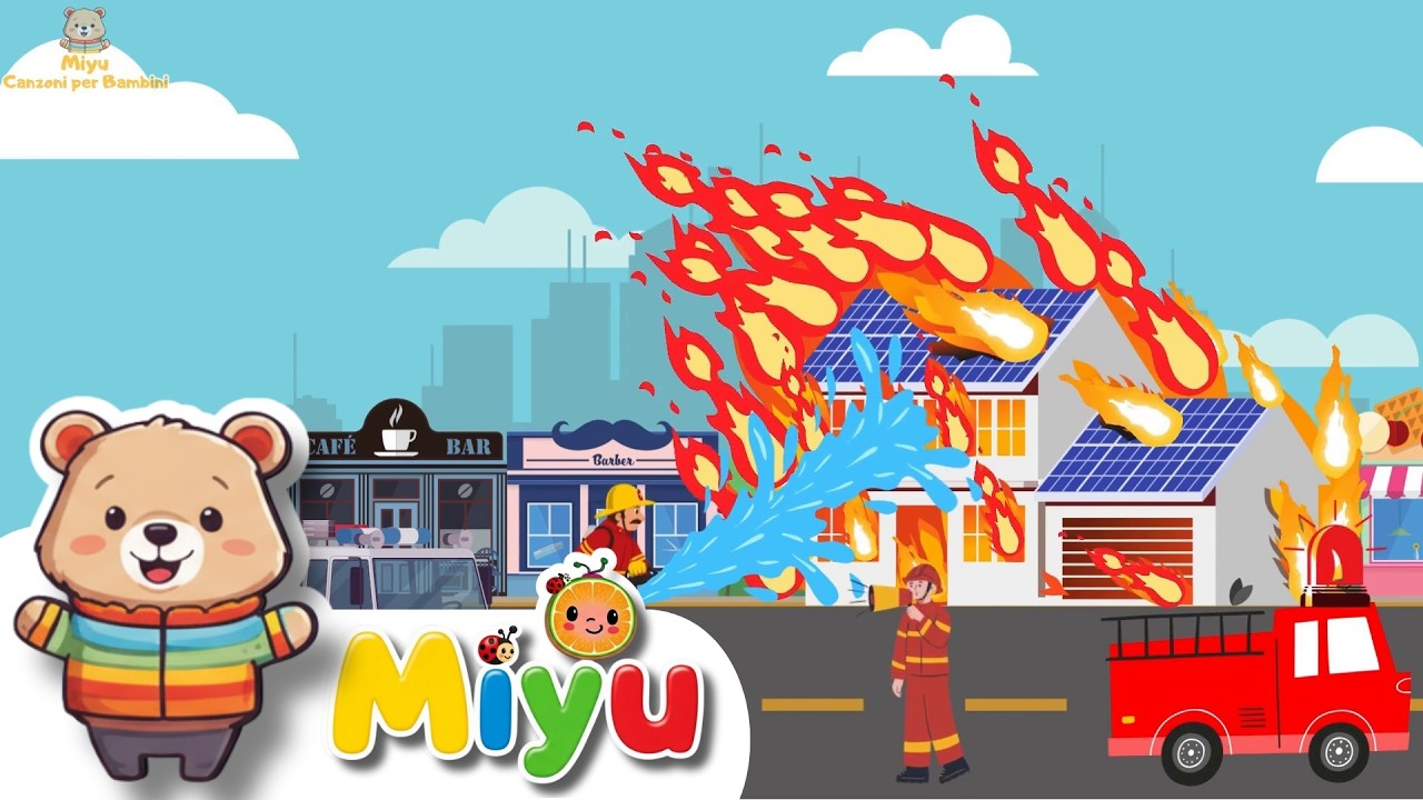 🚒🐸🐵 La Canzone del Pompiere, della Rana e delle Scimmie Allegre! Video Educativo per Bambini | Miyu