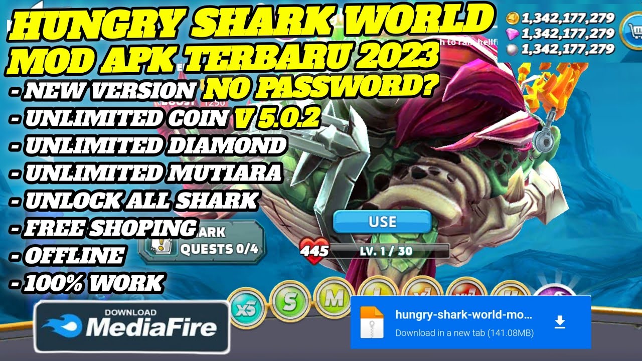 Update Hungry Shark World Mod Apk V.5.0.2 Terbaru 2023 Unlimited