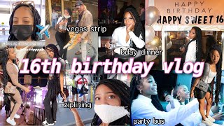 video thumbnail for: MY 16TH BIRTHDAY VLOG/TRIP | travel, CATCH dinner, zip lining, party bus, bday grwm, vegas strip