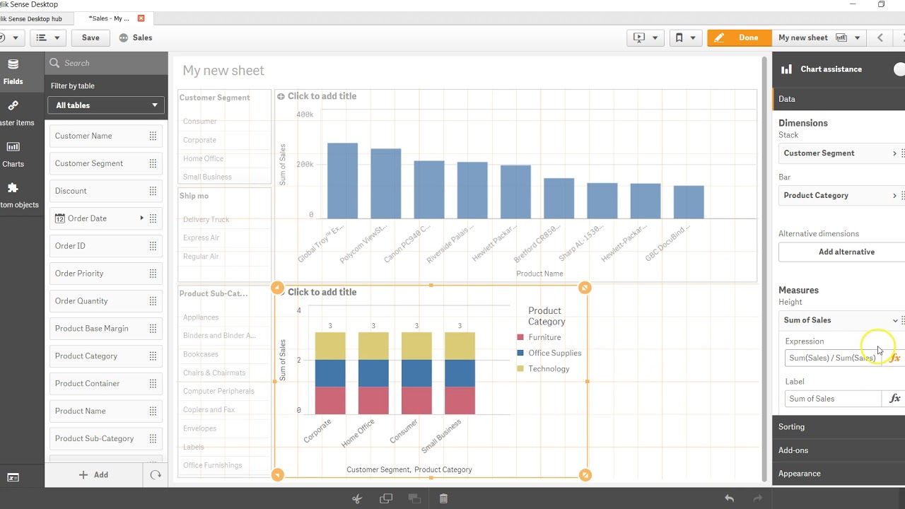 Qlik Sense Stacked Bar Chart Percentage