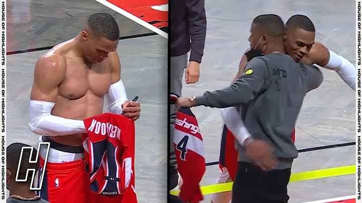 Russell Westbrook Signs His Jersey for Michael B. Jordan - Wizards vs Nets | March 21, 2021 - DayDayNews