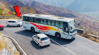 Dangerous Hairpin Ghat Road Turning KSRTC AIRAVAT😱😱😱