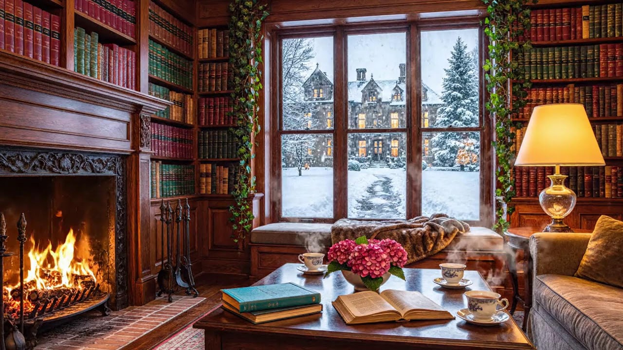 Good Mood Winter Jazz Piano 🎹 Cozy Coffee Shop & Fireplace Sounds