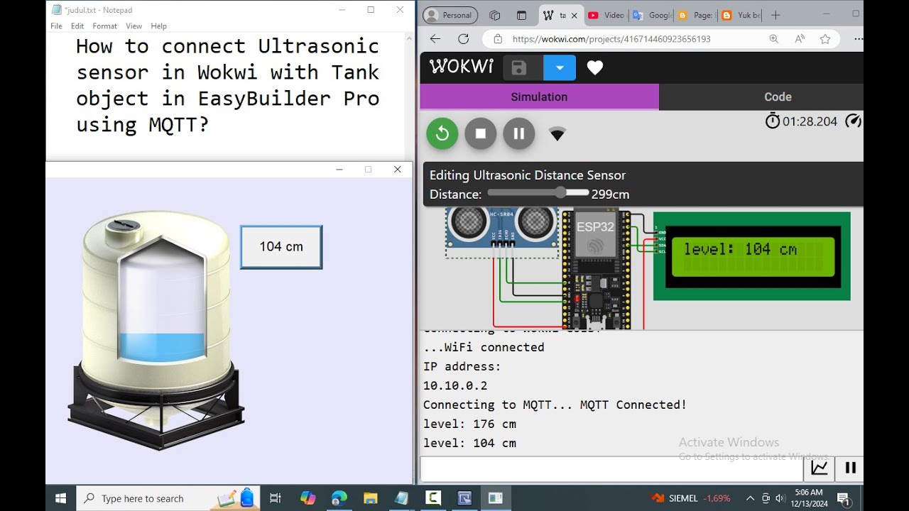 How to connect Ultrasonic sensor in Wokwi with Tank object in ...