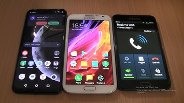 Over the Horizon Incoming call&Outgoing call at the Same Time Realme c35+Samsung Note 1 Black+Note 2