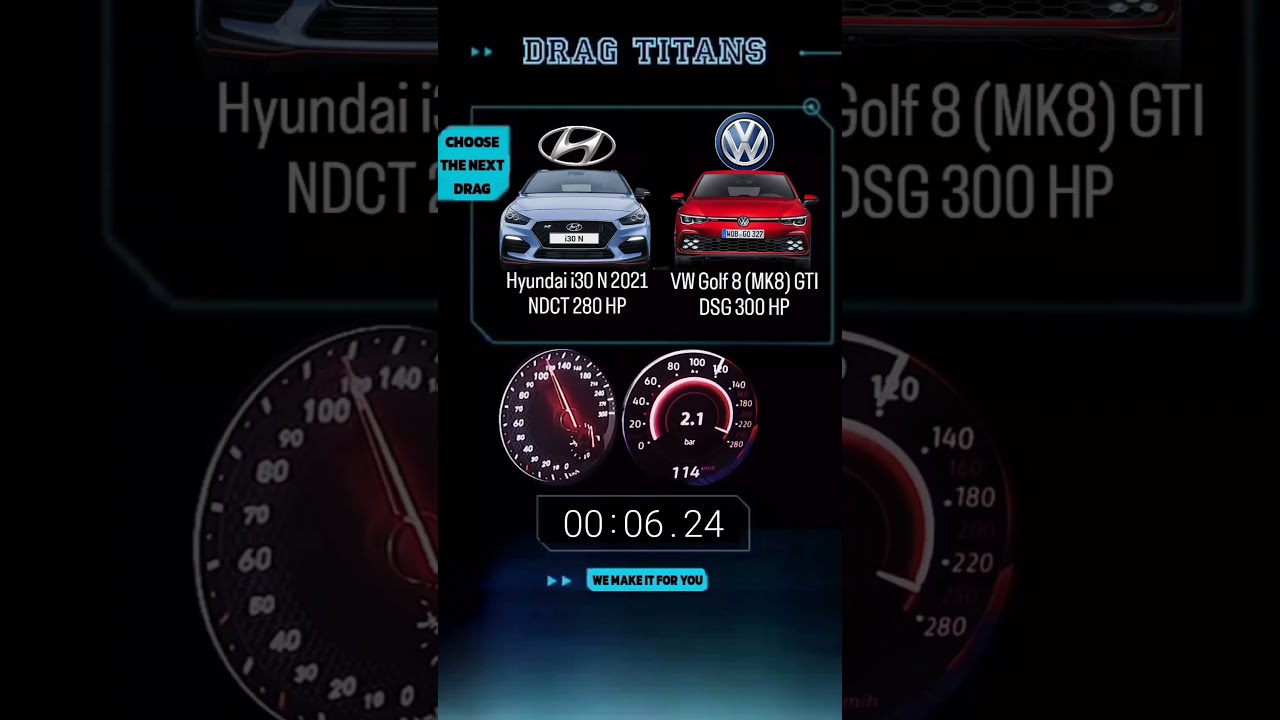 Hyundai i30 N 2021 NDCT 280 HP vs VW Golf 8 (MK8) GTI DSG 300 HP