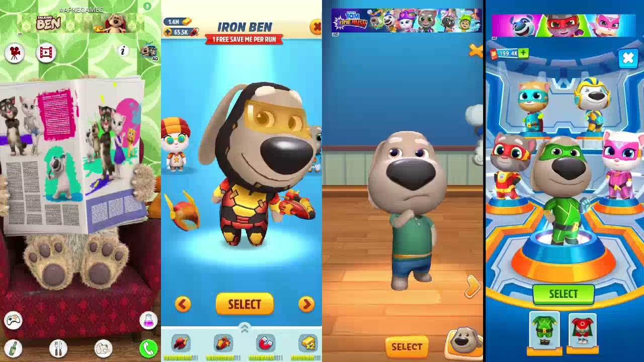 My Talking Ben vs Talking Tom Gold Run vs Talking Tom Time Rush vs Talking Tom Hero Dash Gameplay 
