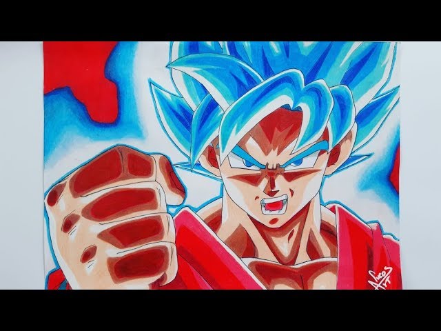 Dragon Ball - Desenho - Draw - Feito a mão - Goku - Super saiyajin blue -  blue - kaioken - blu…