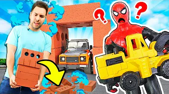 ¡Spiderman construye un garaje para su coche! Taller de reparaciones con Eduardo