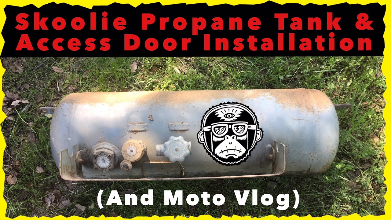 Skoolie Propane Tank & Access Door Installation and Motovlog Skoolie Conversion Update 2
