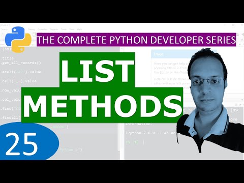 25. List Methods in Python : Python Tutorial Developer Series A - Z