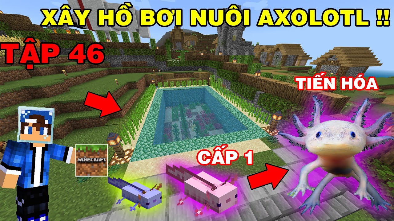 Tập 46 | SINH TỒN MINECRAFT PE 1.18 | Xây Hồ Bơi Ven Biển Cho Axolotl..!!