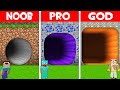 LONGEST TUNNEL BASE BUILD CHALLENGE! SECRET TUNNEL HOUSE in Minecraft NOOB vs PRO vs GOD!