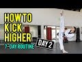 How to kick higher stretches  drills day 2 routine