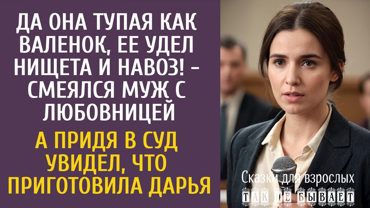 Да она тупая как валенок, ее удел нищета и навоз! - смеялся муж с любовницей… А придя в суд, обомлел