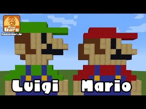 【ドット絵】マリオ(Mario)とルイージ(Luigi)をマインクラフトで作ってみた♪【スーパーマリオシリーズ】【マイクラ】【ASMR】
