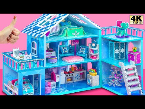 (Easy) Build Frozen Mansion with 10 Beautiful Rooms from Cardboard ❄️ DIY Miniature Cardboard House