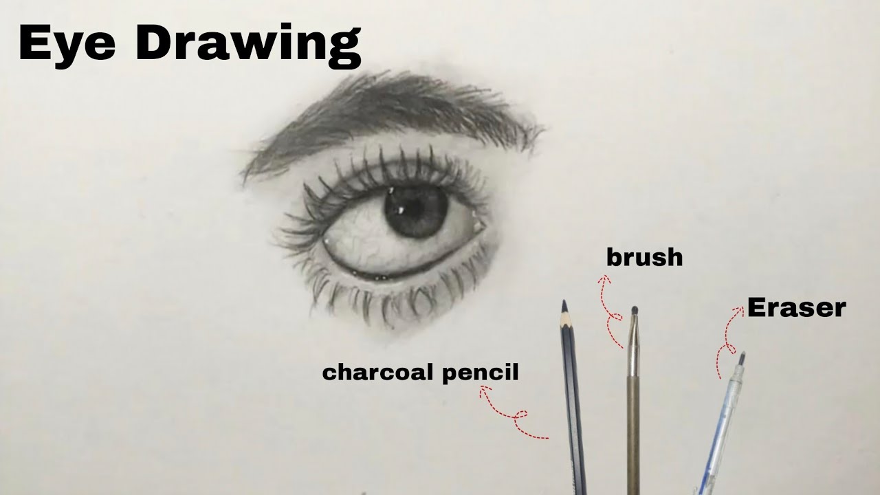 Charcoal drawing || Drawing EYE with Charcoal - Step by step - YouTube