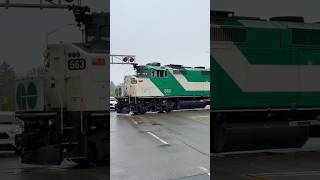 F59PH 563 &amp; Bike Cars! 7416 in Markham with 563/333 #railfanning #gotrain #gotransit #train #shorts