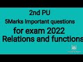 Karnataka PUC 2nd year  5marks questions in  Relations and Functions 2021-2022Explain in kannada