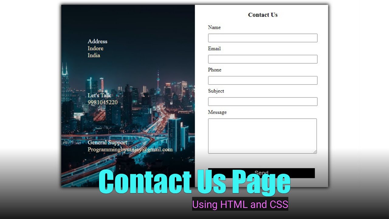Contact us page using html and css || Creative Contact Us Page for ...