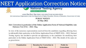NTA Official Notification For Application Correction/Join MNS Academy