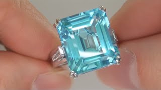 London Blue Topaz & Baguette Sapphire Ring, 14K, 10.55 ct on QVC