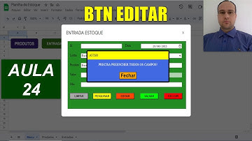 Iniciando Script Botão Editar Formulário HTML de Entrada - Planilha Google - Aula 24