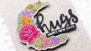 Coloring Spellbinders' Moon Flower Image with ZIG Clean Color Real Brush Pens