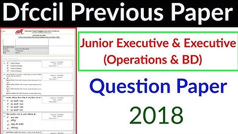 Dfccil Junior Executive (Operations & BD) Question Paper || Dfccil Previous Paper || Dfccil Paper