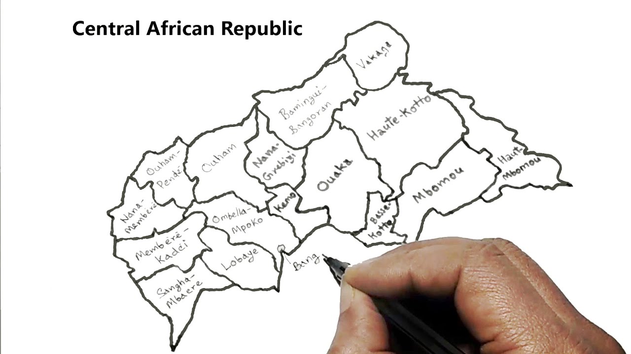 How to draw Map of Central African Republic || C.A.R. Map drawing
