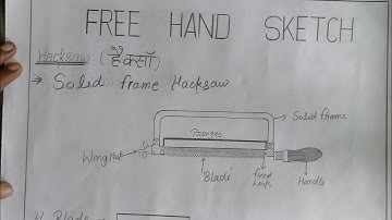 How to Draw A Hacksaw in Free Hand Sketch, By -- Satyam Singh