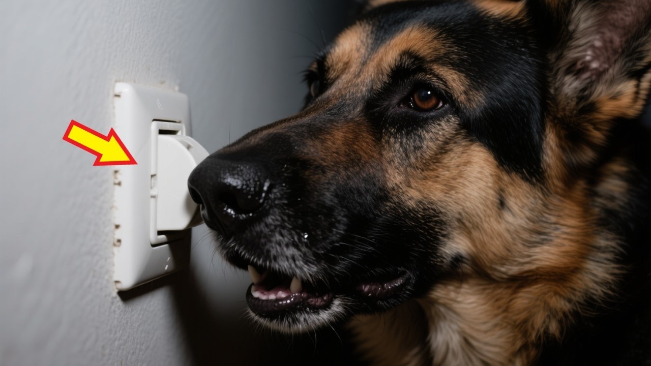 German Shepherd Fixates on Wall Plug — She Found a Secret Live Feed Inside!