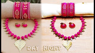 How To Make Beautiful Silk Thread Jewellery Set | Earrings, Bangles, Necklace